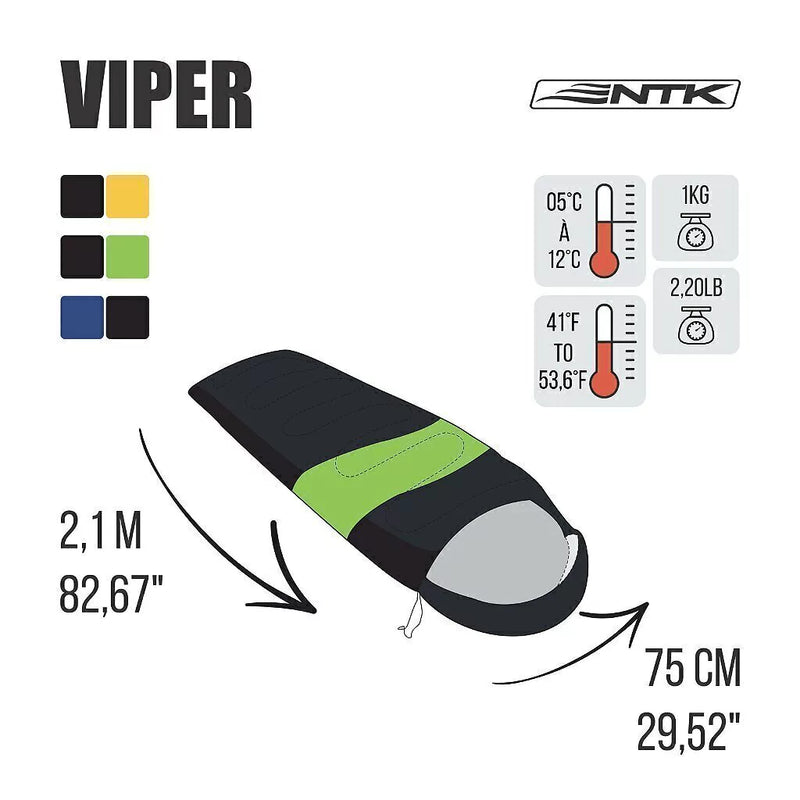 Saco De Dormir Viper Nautika 5 A 12ºc Capuz e Impermeável